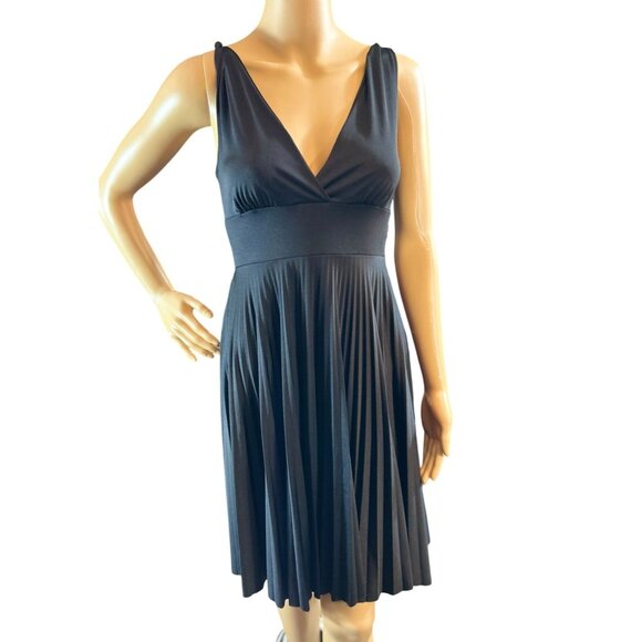 Soprano Sleeveless V-Neck Pleated Vintage Style Dress in Black Size Small - Picture 1 of 7